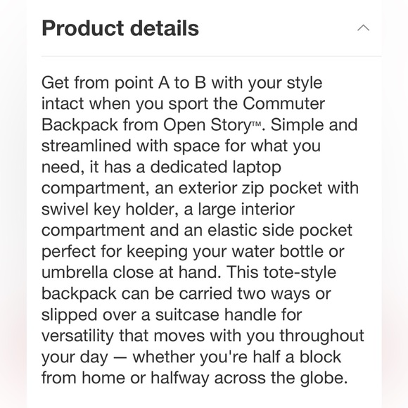 OPEN STORY NWT commuter backpack -taupe - Picture 5 of 6